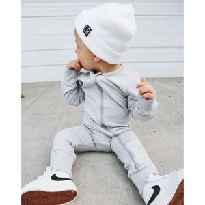 Little Bipsy Unisex 2-WAY ZIP ROMPER - Grey 12-18M